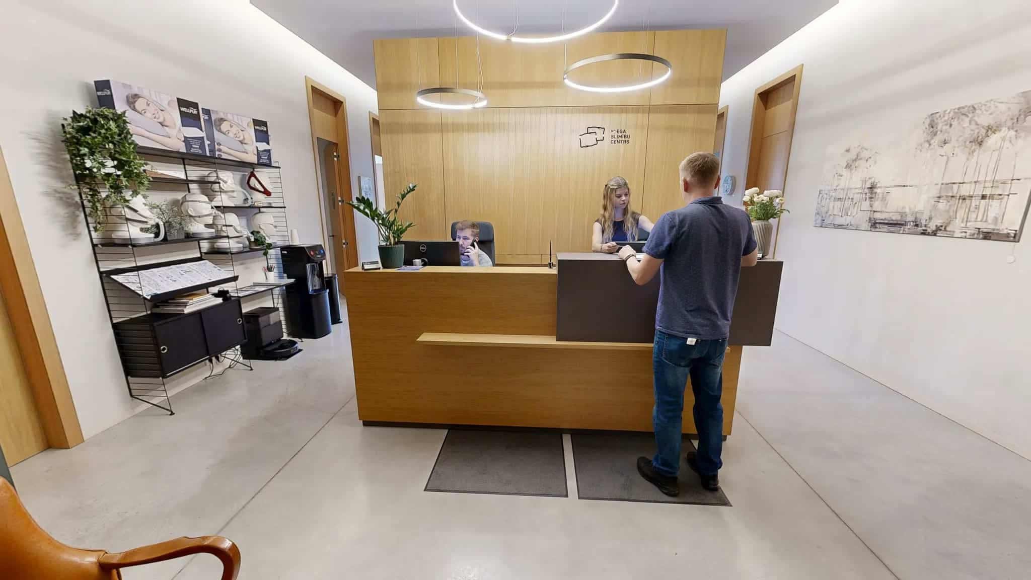 Miega slimību centra reģistratūra, virtuālās tūres sākuma skats